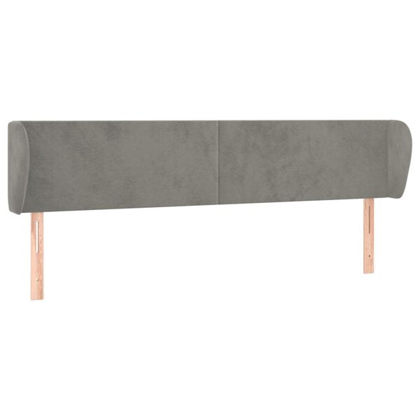 vidaXL Kopfteil mit Ohren Hellgrau 163x23x78/88 cm Samt