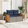 vidaXL Gartensofa mit Kissen 2-Sitzer Grau Poly Rattan