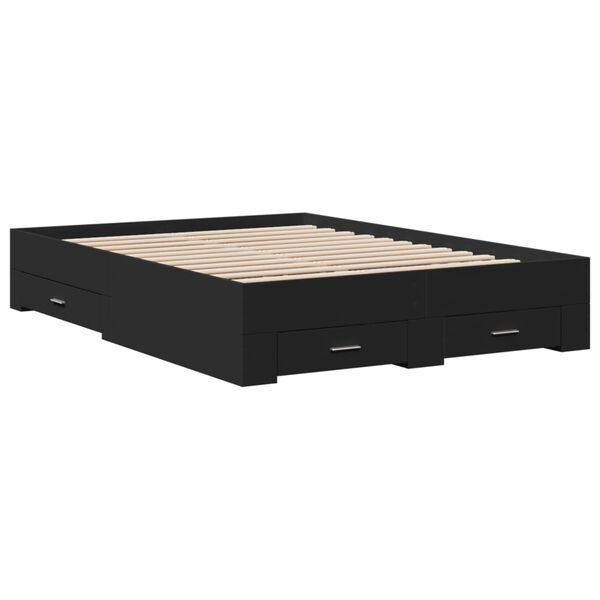 vidaXL Bettgestell mit Schubladen Schwarz 140x190 cm Holzwerkstoff