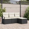 vidaXL Sofa Set mit Kissen 4 pcs Schwarz Poly Rattan