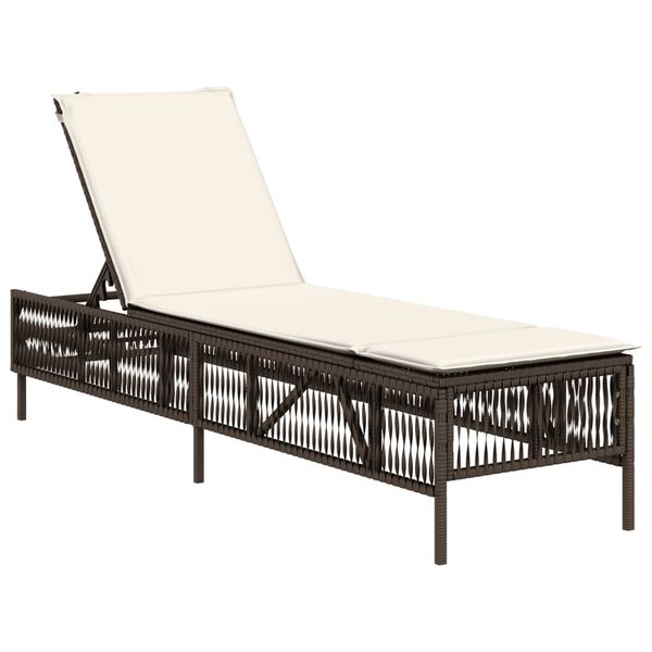 vidaXL Sonnenliege mit Auflage Braun Poly Rattan