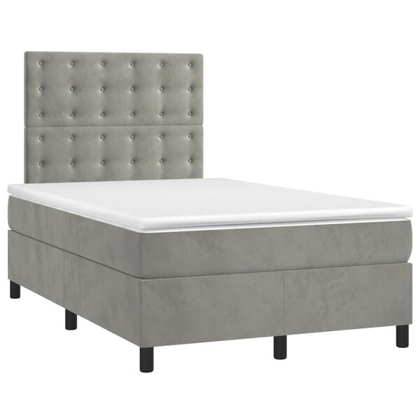 vidaXL Boxspringbett mit Matratze Hellgrau 120x200 cm Samt