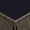 vidaXL Garten-Esstisch Braun Poly Rattan und Glas