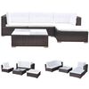 vidaXL 5-tlg. Garten-Lounge-Set mit Kissen Poly Rattan Braun
