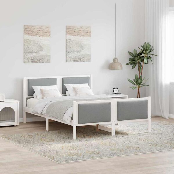 vidaXL Bettrahmen mit Kopfteil Hellgrau 140 x 200 cm Stoff