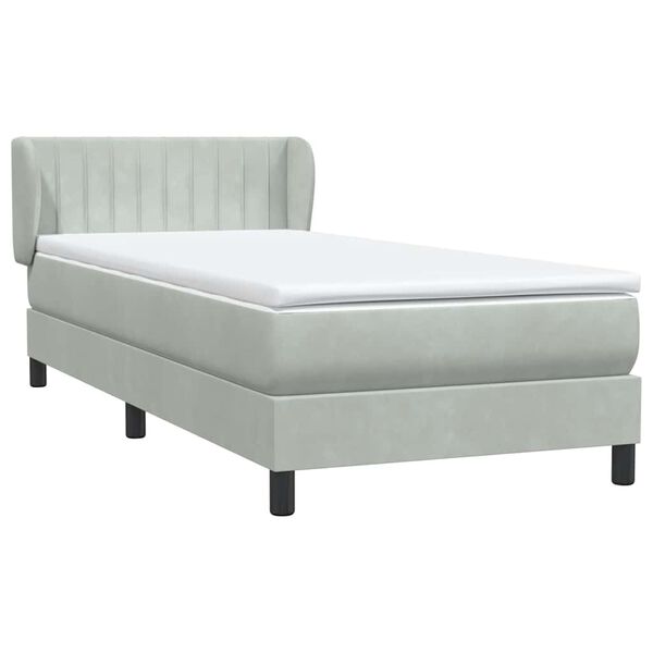 vidaXL Boxspringbett mit Matratze Hellgrau 100x210 cm Samt