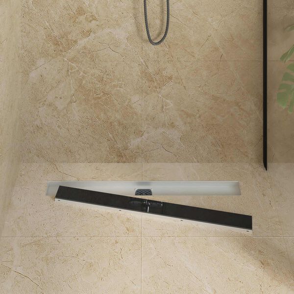 vidaXL Duschabfluss mit Glash&uuml;lle und 360&deg; Siphon Schwarz 80 cm