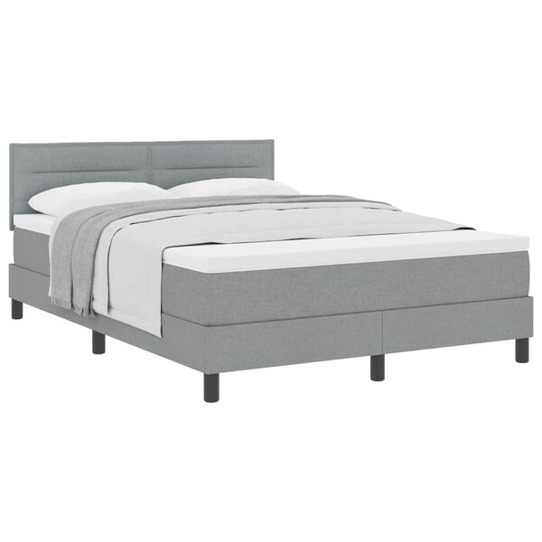 vidaXL Boxspringbett mit Matratze Hellgrau 160 x 200 cm Stoff