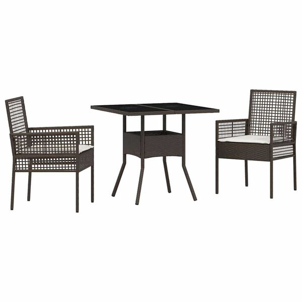 vidaXL Garten Essgruppe 3 pcs Braun Poly-Rattan