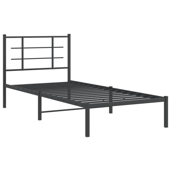 vidaXL Bettgestell mit Kopfteil Metall Schwarz 90x200 cm