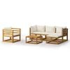 vidaXL 6-tlg. Garten-Lounge-Set mit Auflagen Creme Massivholz Akazie
