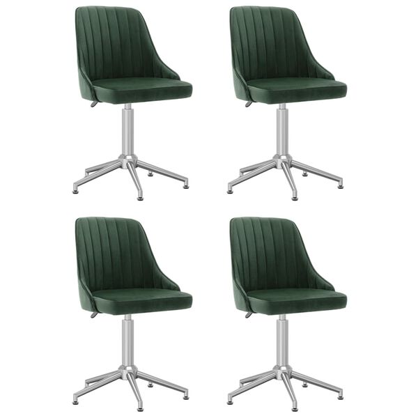 vidaXL Esszimmerst&uuml;hle 4 Stk. Drehbar Dunkelgr&uuml;n Samt
