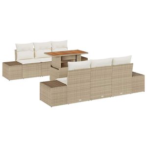 vidaXL Gartensofa-set 7 Stk. Beige Poly-Rattan