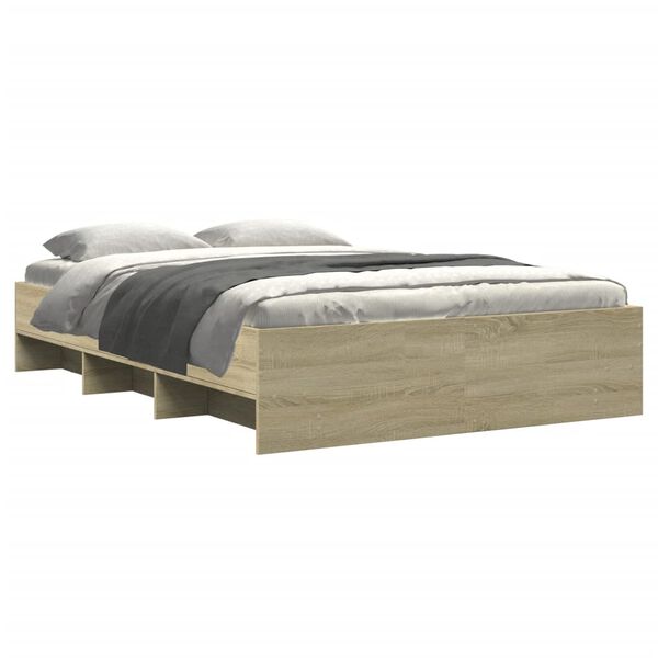 vidaXL Bettgestell ohne Matratze Sonoma-Eiche 140x190 cm Holzwerkstoff