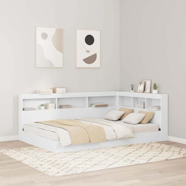 vidaXL Aufbewahrungskopfteil mit Regal Wei&szlig; 120 cm Holzwerkstoff