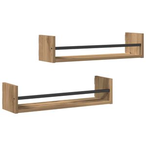 vidaXL Wandregal Wandmontiert 2 pcs Artisan-Eiche 60 x 16 x 14 cm