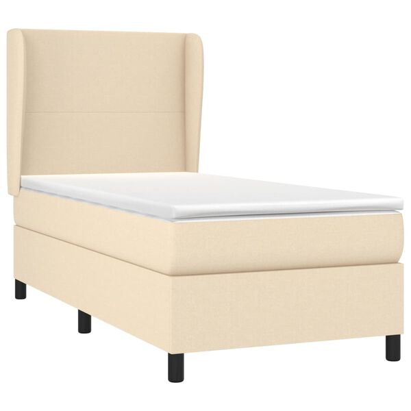 vidaXL Boxspringbett mit Matratze Creme 80x200 cm Stoff