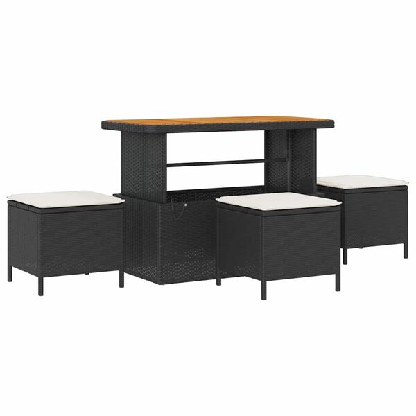 vidaXL Gartensofa-set mit Kissen 9 pcs Schwarz Poly-Rattan