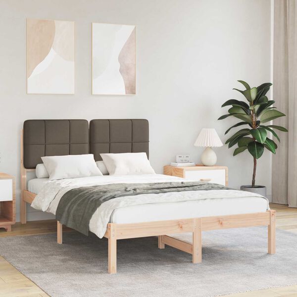 vidaXL Bettgestell mit gepolstertem Kopfteil Taupe 120 x 200 cm