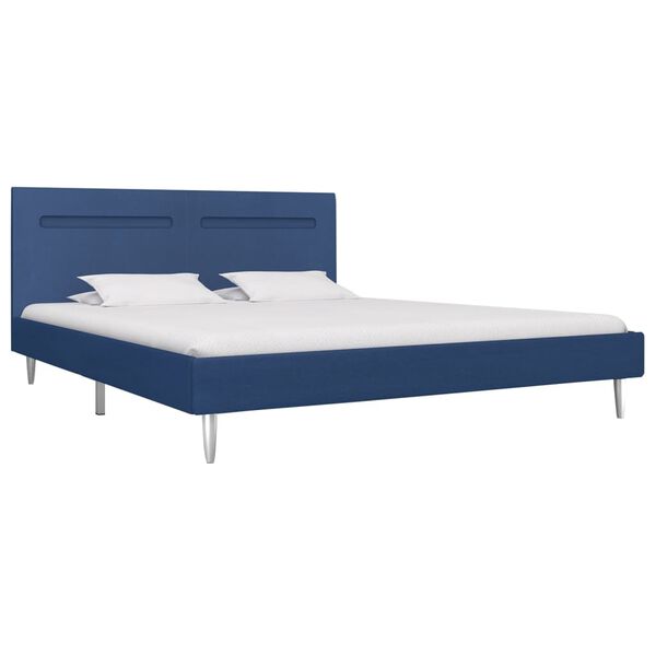 vidaXL Bettgestell mit LED Blau Stoff 180 x 200 cm