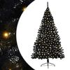 vidaXL K&uuml;nstlicher vorbeleuchteter Weihnachtsbaum Schwarz 240 cm PVC