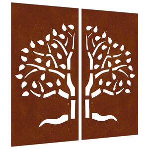 vidaXL 2-tlg. Garten-Wanddeko 105x155 cm Cortenstahl Baum-Design