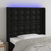 vidaXL LED Kopfteil Schwarz 83x16x118/128 cm Kunstleder