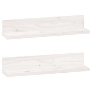 vidaXL Wandregale 2 Stk. Wei&szlig; 50x11x9 cm Massivholz Kiefer