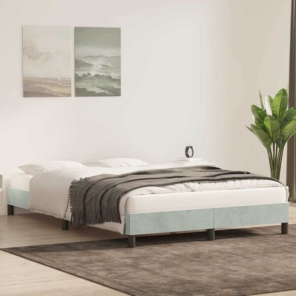 vidaXL Bettgestell ohne Matratze Hellgrau 160x220 cm Samt