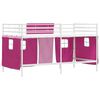 vidaXL Kinder Loft Bettgestell mit Vorh&auml;ngen Wei&szlig; und Rosa 90 x 200 cm