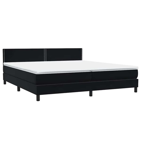 vidaXL Boxspringbett mit Matratze Schwarz 180x220 cm Samt