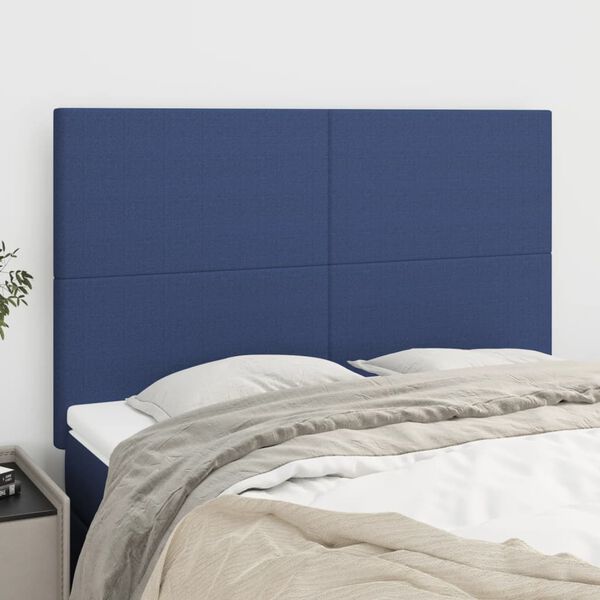 vidaXL Kopfteil Blau 144x5x118/128 cm Stoff