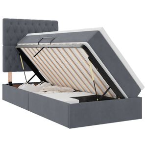 vidaXL Aufbewahrungsbett mit Matratze Dunkelgrau 100 x 200 cm Samt