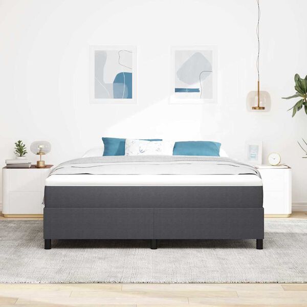 vidaXL Boxspringbett Dunkelgrau und Wei&szlig; 180 x 200 cm Cordstoff