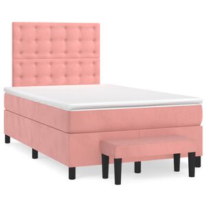 vidaXL Boxspringbett mit Matratze Rosa 120x200 cm Samt
