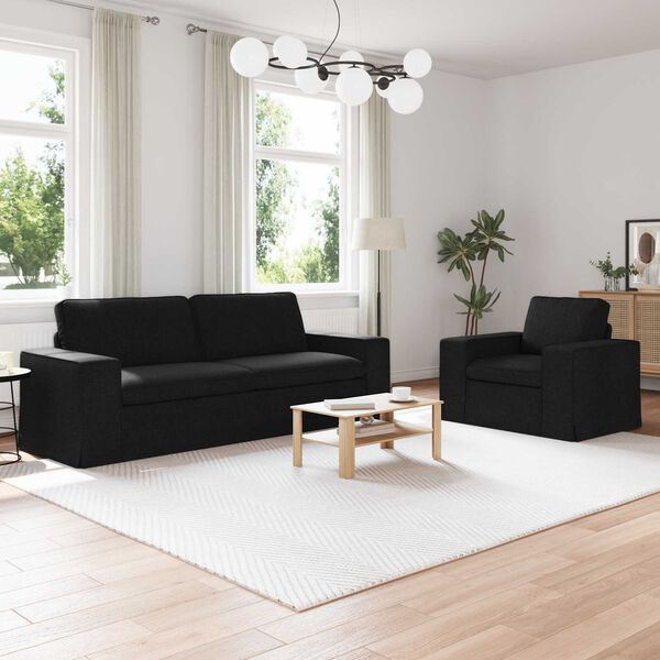 vidaXL Sofa 2 pcs Schwarz