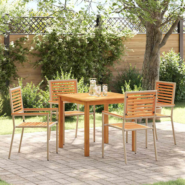vidaXL Garten Essgruppe 5 pcs Beige Massivholz Akazie
