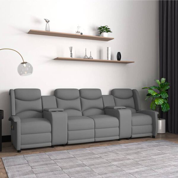 vidaXL 4-Sitzer Massagesessel mit Getr&auml;nkehalter Hellgrau