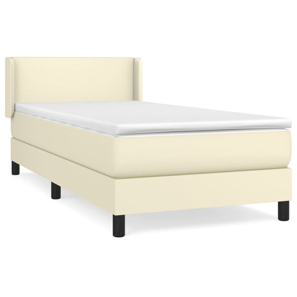 vidaXL Boxspringbett mit Matratze Creme 90x190 cm Kunstleder