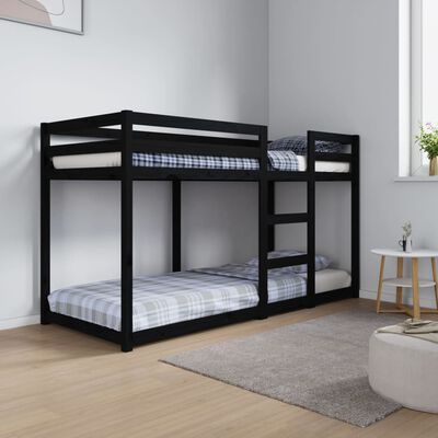 vidaXL Etagenbett Schwarz 75x190 cm Massivholz Kiefer