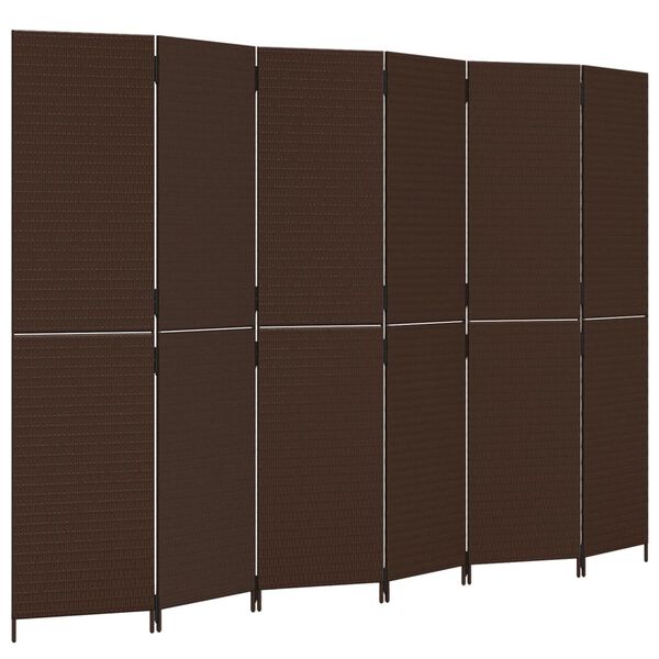 vidaXL Paravent 6-tlg. Braun Poly Rattan