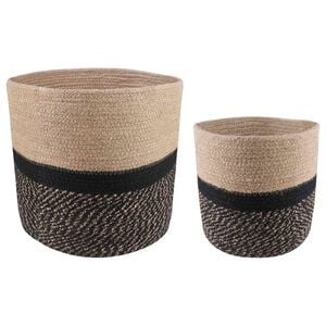 vidaXL Pflanztopfsatz 2 pcs Nat&uuml;rlich und Schwarz &Oslash; 28 x 28 cm
