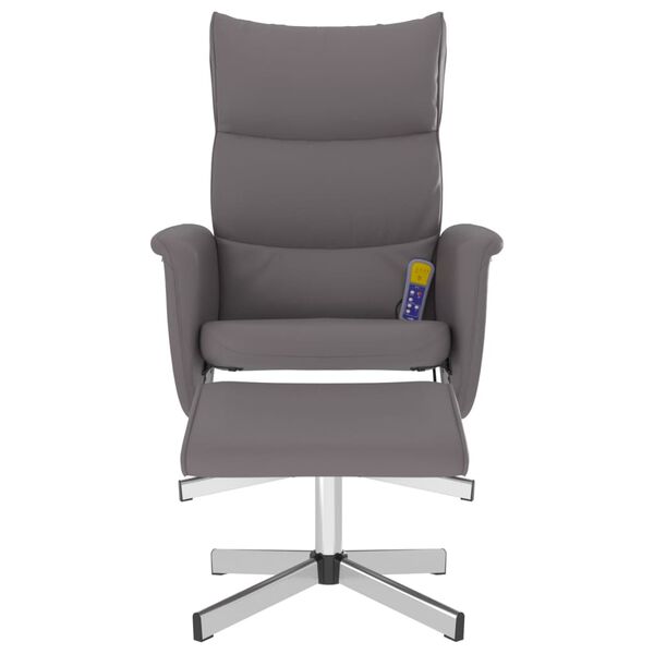 vidaXL Massagesessel mit Fu&szlig;hocker Grau Kunstleder