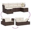 vidaXL 6-tlg. Garten-Sofagarnitur mit Kissen Braun Poly Rattan