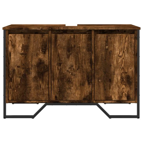 vidaXL Waschbeckenunterschrank R&auml;uchereiche 91x35x60 cm Holzwerkstoff