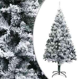 vidaXL K&uuml;nstlicher Weihnachtsbaum mit Schnee Gr&uuml;n 180 cm PVC