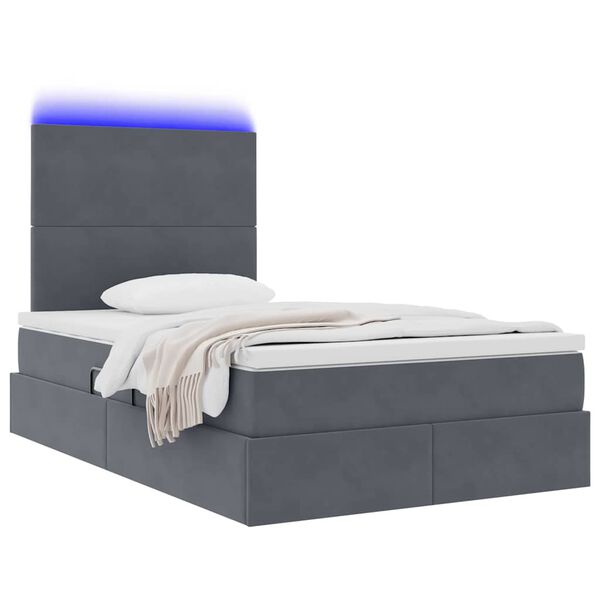 vidaXL Bett mit Stauraum und LED mit LED Dunkelgrau 120 x 190 cm Samt