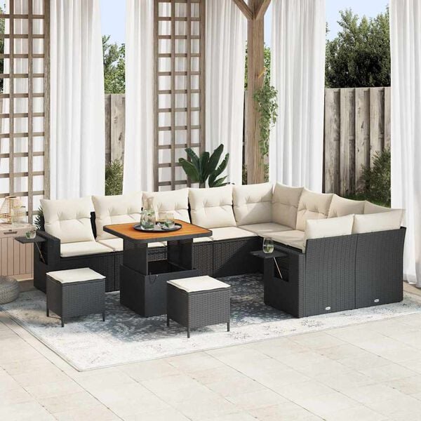 vidaXL Garten-Sofa-Set 12 pcs Schwarz Poly-Rattan