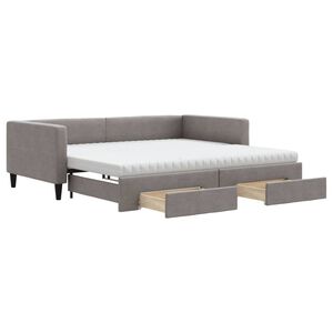 vidaXL Tagesbett Ausziehbar mit Schubladen Taupe 100x200 cm Stoff