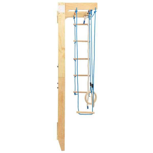 vidaXL Sprossenwand Set mit Strickleiter Turnringe Holz